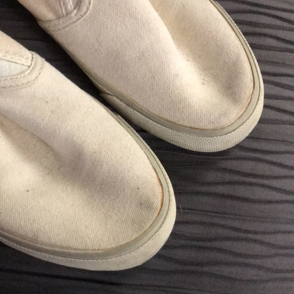 American Eagle white sneaker slides 6 canvas beach coastal slip on flats - Picture 2 of 6